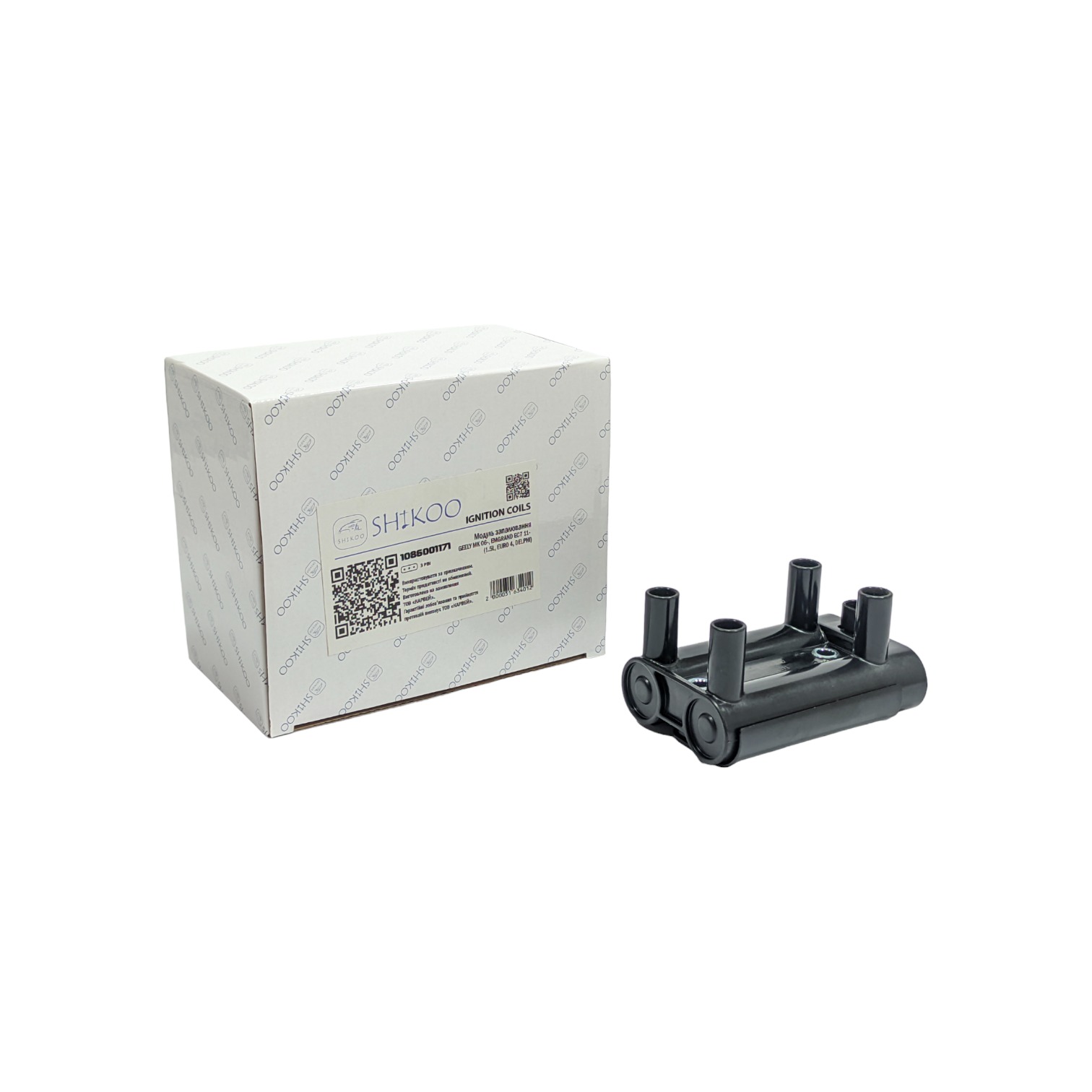 Катушка зажигания (модуль) Geely MK 06-  Emgrand EC7 11- 1.5, EURO 4, DELPHI 3 контакта 1086001171 SHIKOO