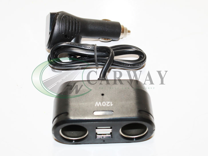 Разветвитель прикуривателя 2 ВЫХОДА +2 USB (черная) Zollex