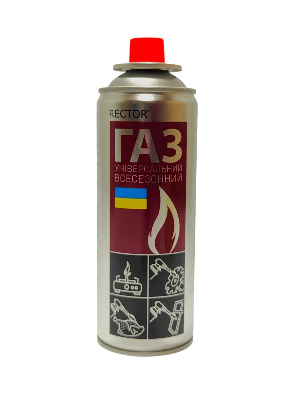 Газовый баллон цанговый 220г. для горелки +45/-40°С "Вогонь пекельний"