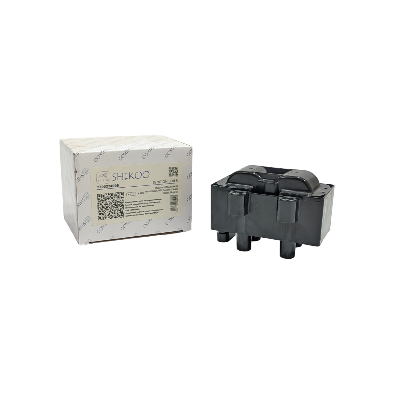 Катушка зажигания (модуль) Renault Logan, MCV, Sandero, Clio I-III, Kangoo, Megane I SHIKOO 7700274008