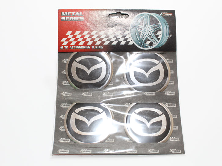 Наклейки на колпаки/диски MAZDA 60мм, черный, 4шт