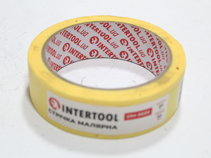 Скотч малярный 30 мм х 20 м желтый 80° "Intertool" DM-3020