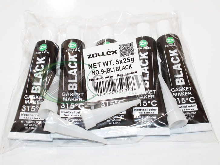 Герметик прокладок черный 25 гр Премиум в уп.5шт Zollex