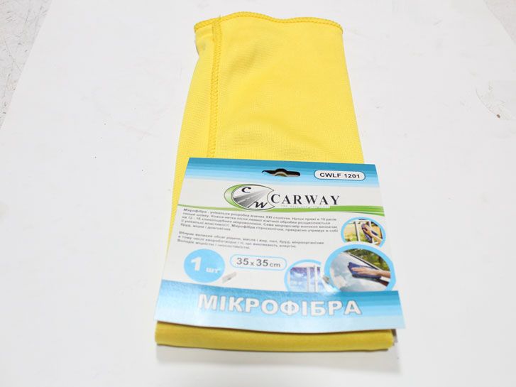 Салфетка микрофибра универсальная 2х. сторонняя 35х35см (желтая) для стекла CARWAY