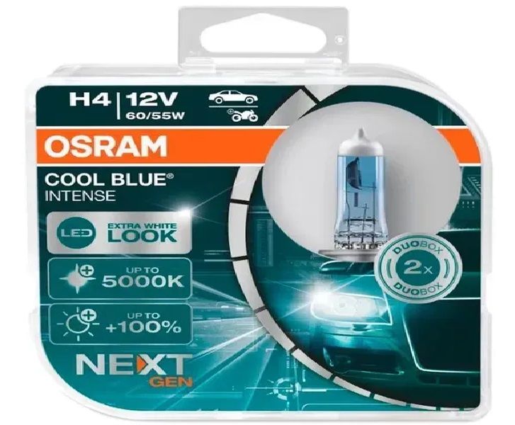 Лампа галогеновая 12в Н4-43t  60/55w COOL BLUE INTENSE NEXT GEN +100% UP TO 5000K BOX (2ШТ)