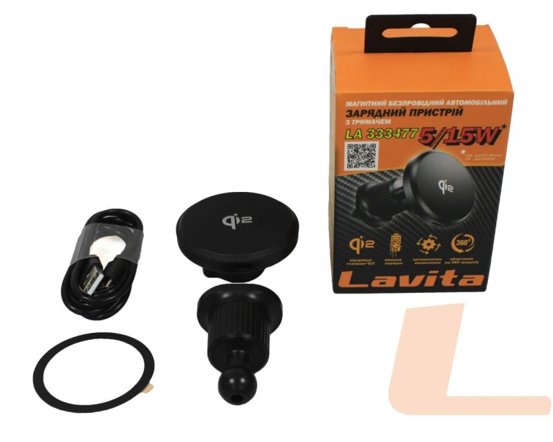 Держатель мобильного телефона магнитный & зарядное устройстро LA 333477