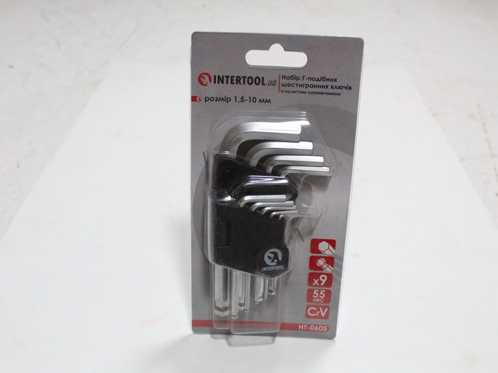 Шестигранники L-образные 1,5-10мм (9 шт) с шаровым окончанием