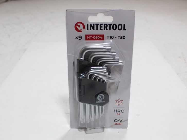 Шестигранники L-образные Torx Т10-Т50мм (9 шт) с отверстием