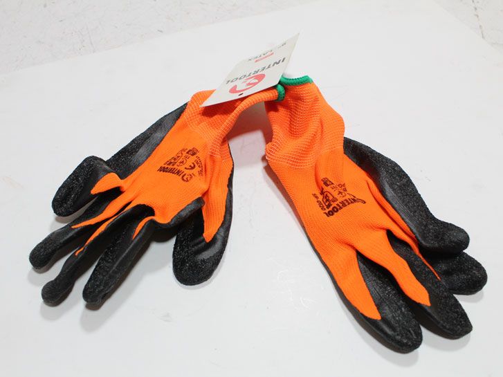 Перчатки рабочие 2 шт покрыты латексом, черный/оранжевый 9