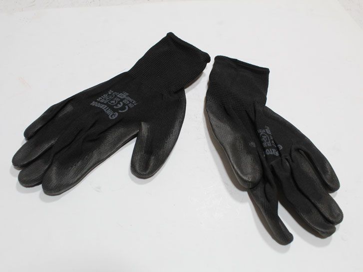 Перчатки рабочие 2 шт покрыты полиуретаном, черные 10