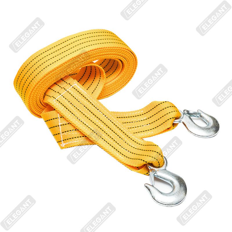 Трос буксировочный  (8т х 6м х 7,5см) лента с крюками желтый (сумка)