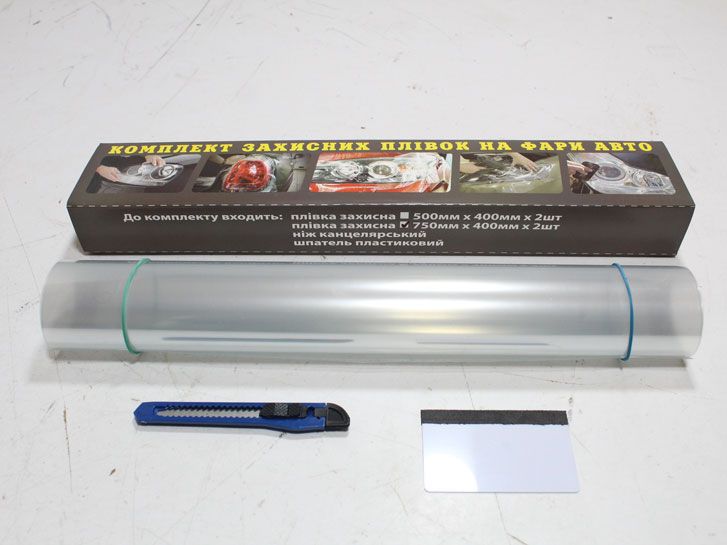 Пленка защитная на фары 400*750 2шт(шпатель+нож) фото 2