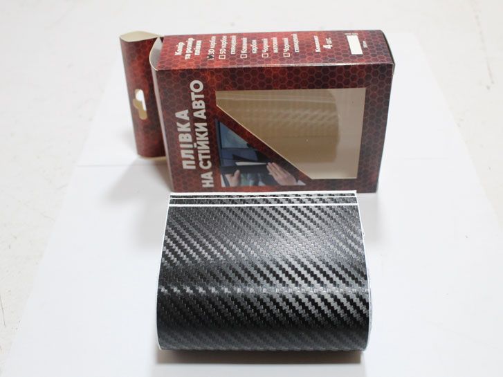 Пленка на стойки авто 3D карбон черный комплект 4шт фото 2