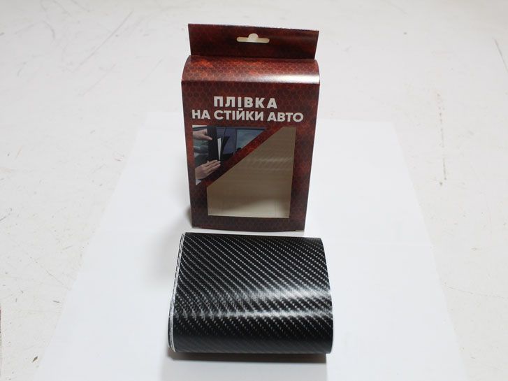 Пленка на стойки авто 5D карбон черный глянец комплект 4шт фото 2