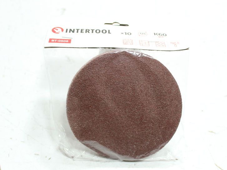 Круг наждачный самоклеющийся 125 мм P 60 (10 шт.) Intertool BT-0506