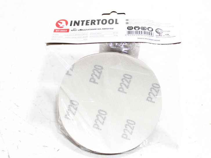 Круг наждачный самоклеющийся 125 мм P 220 (10 шт.) Intertool BT-0506 фото 2