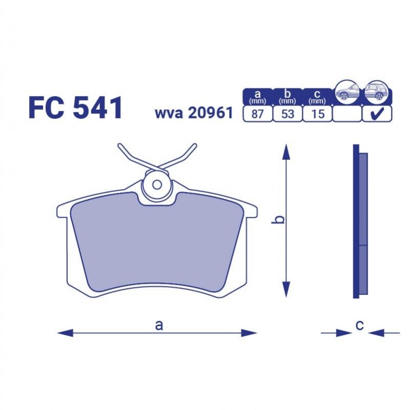 Колодки гальмівні задні WVA 20961 VW Golf II-IV,Jetta,Passat,Polo I, Partner, Doblo, Berlingo (Н-15.0mm)