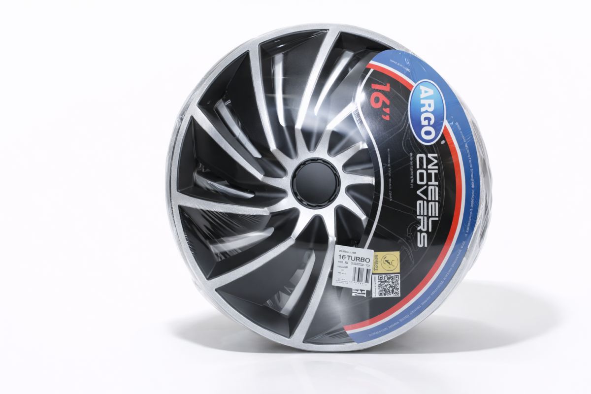 Колпаки автомобильные (4шт) 16 Turbo Silver&Black